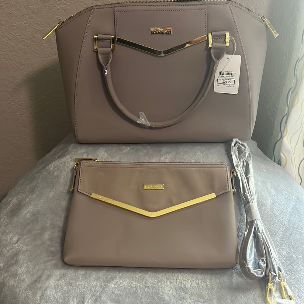 Joy & Iman Tan 2 piece purse with a additional cross strap inside Brand new